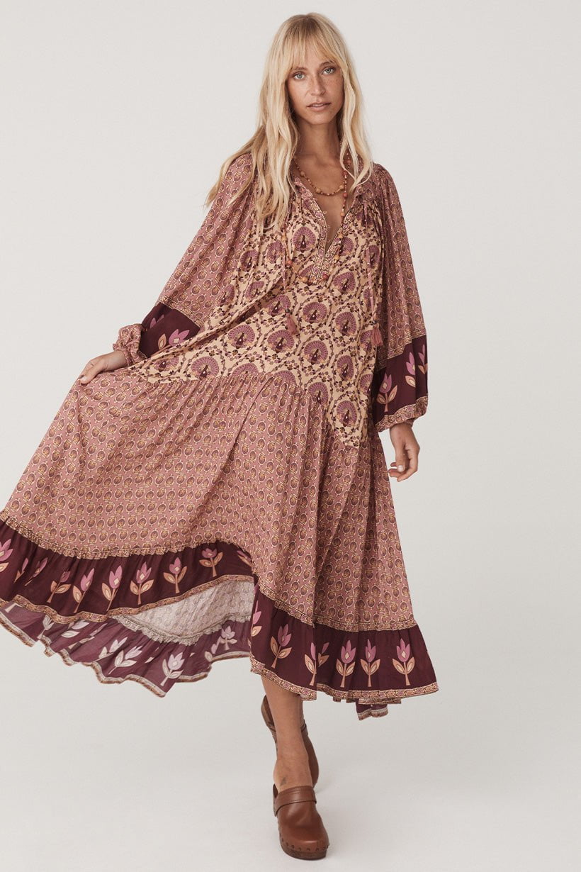 SPELL Chateau Boho Gown - Grape