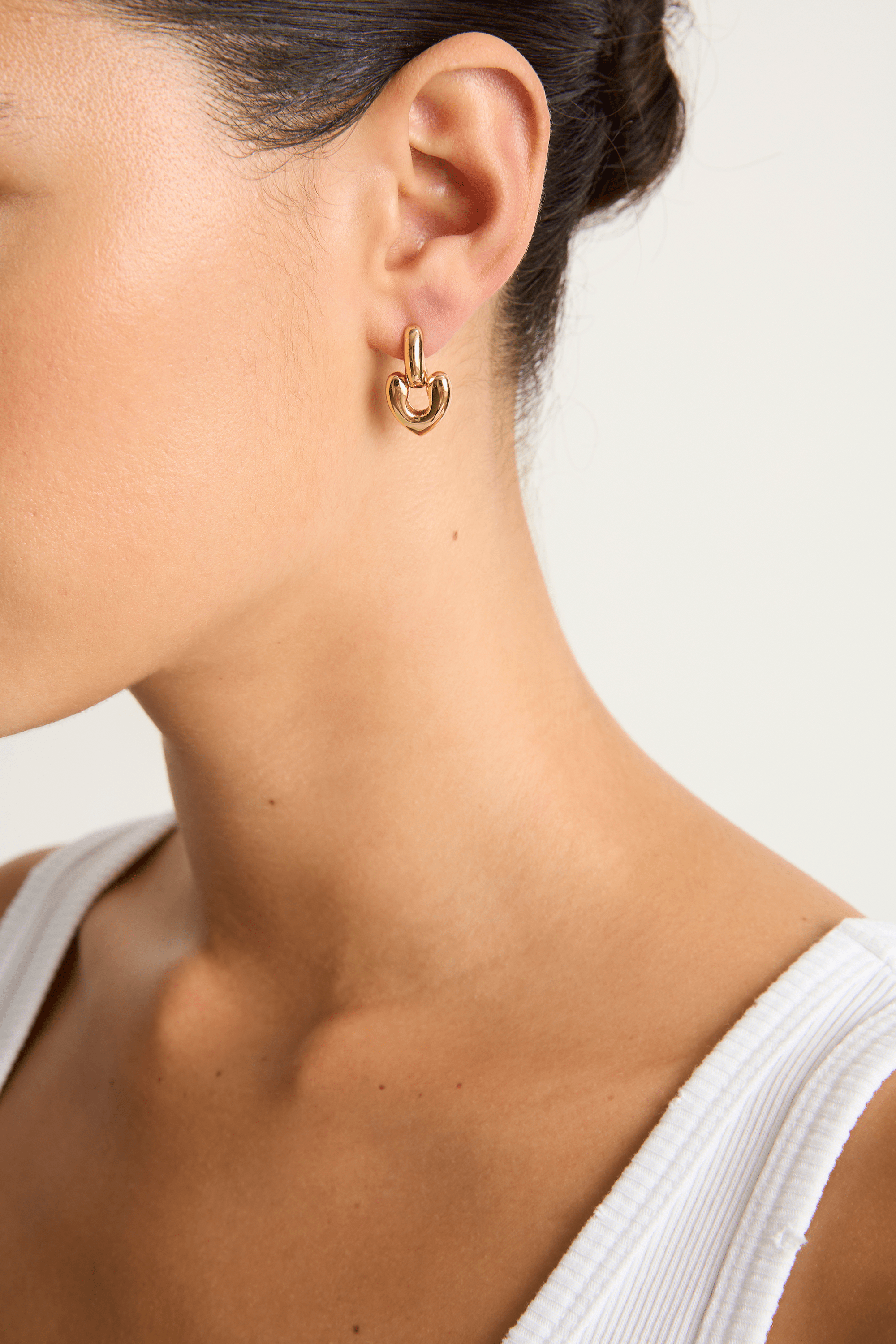 Annika Inez Heart Drop Earrings - Small Gold