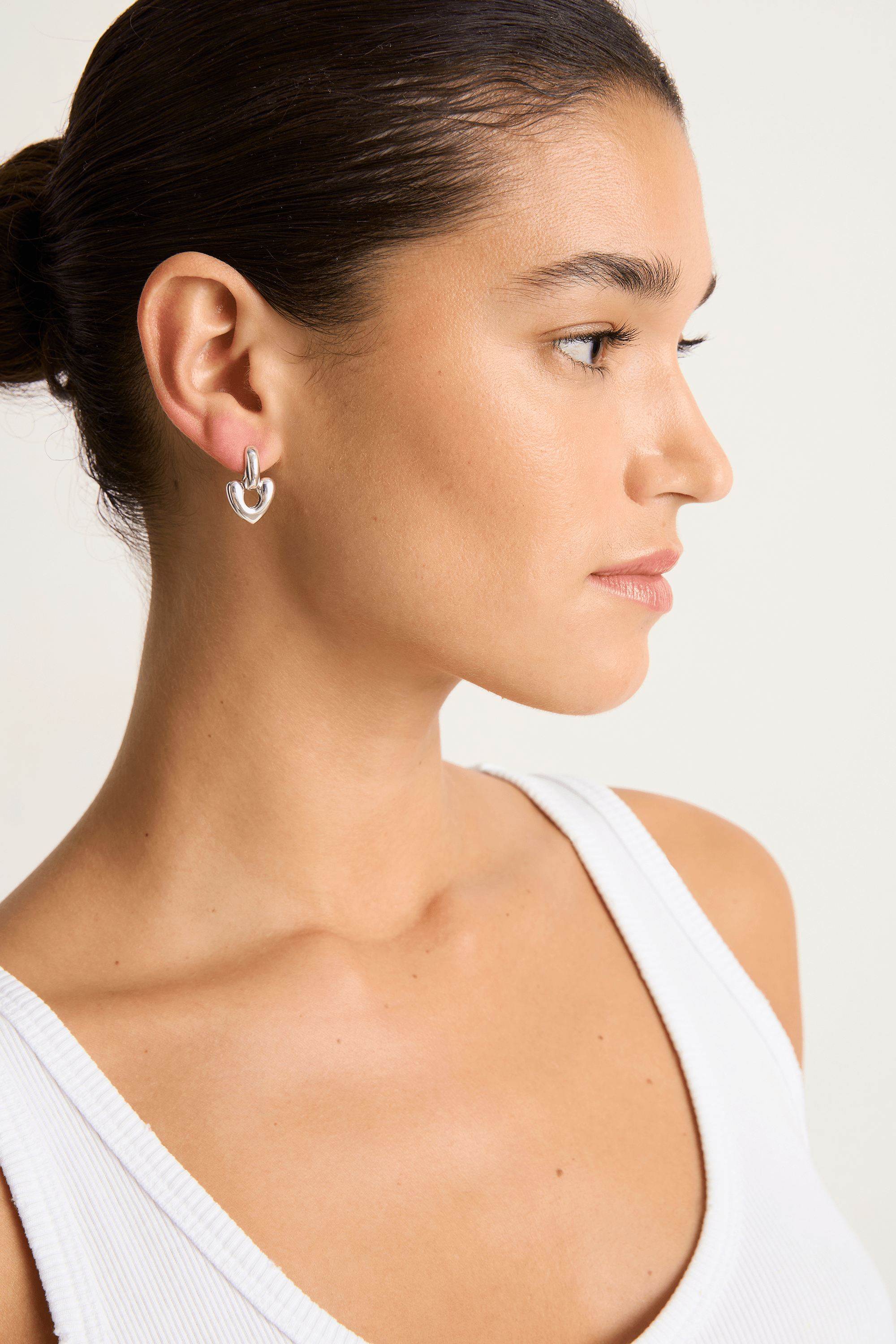 Annika Inez Heart Drop Earrings - Small Silver