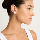 Annika Inez Voluptuous Heart Earrings - Small Silver