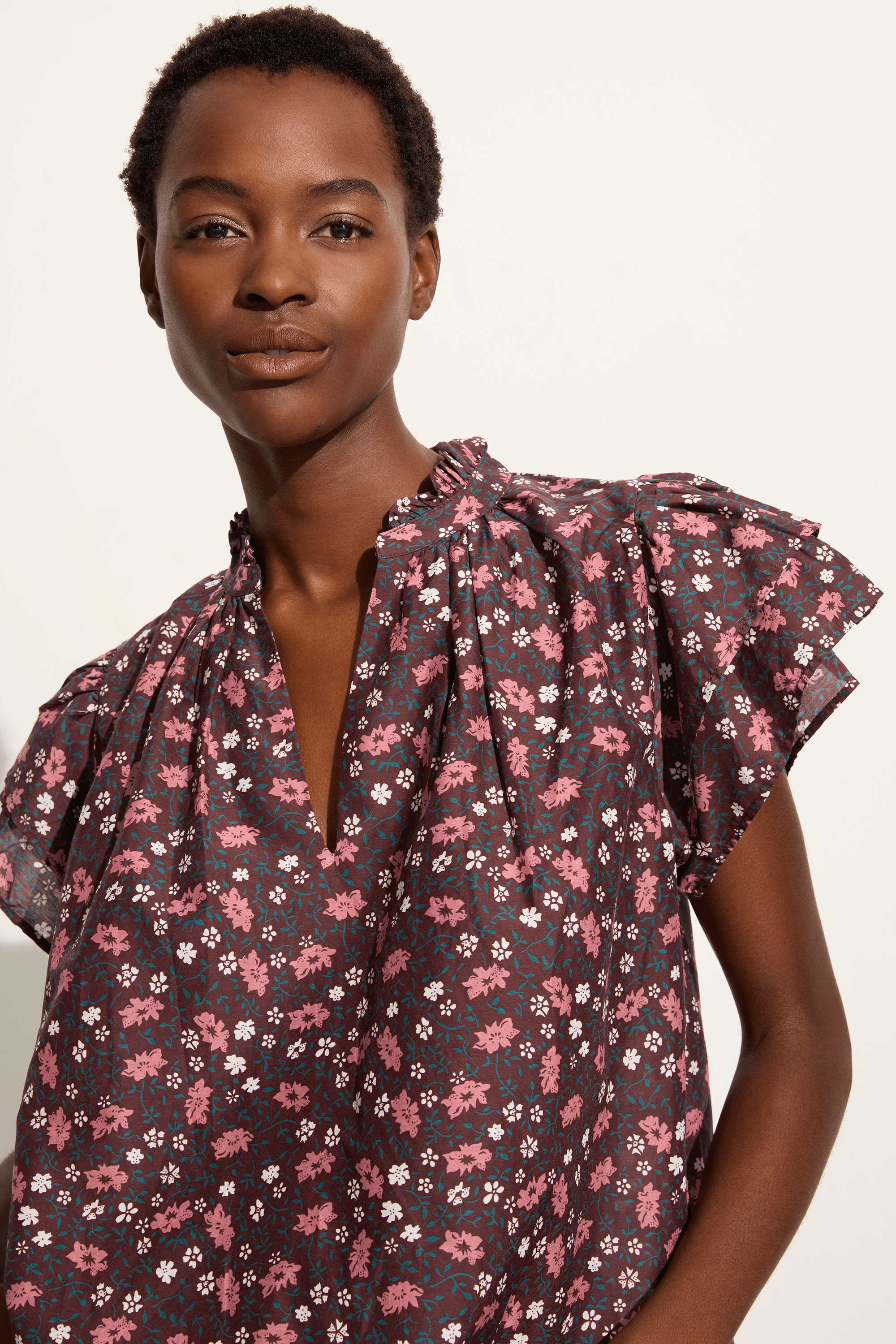 Birds of Paradis by Trovata Clover blouse in plum blossom