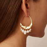 Chan Luu Crescent white pearl & gold hoop earrings