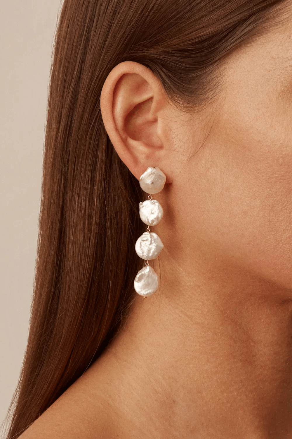 Chan Luu Four Tiered White Keshi Pearl Earrings