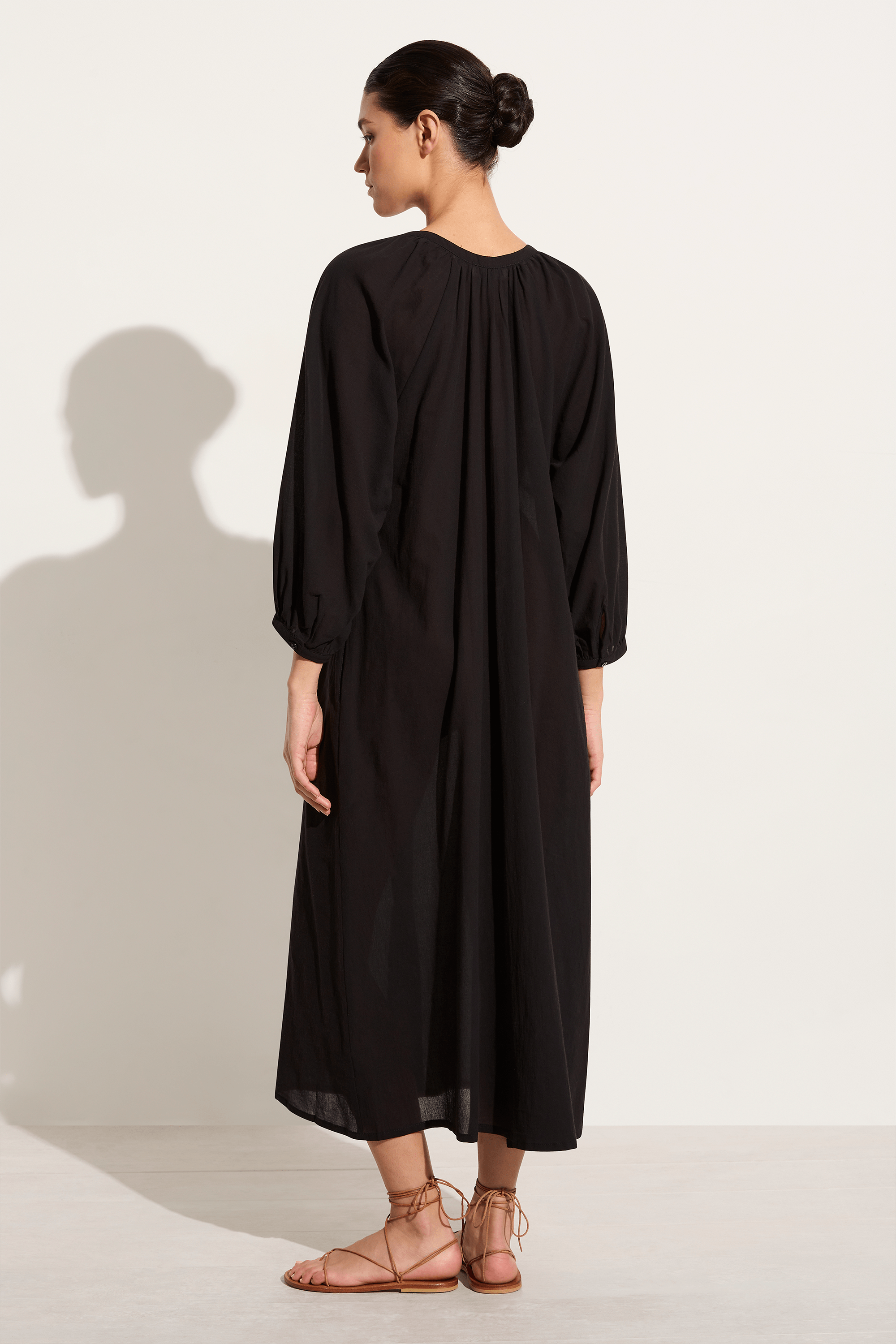 Mikoh Maracas button front long sleeve maxi dress in night