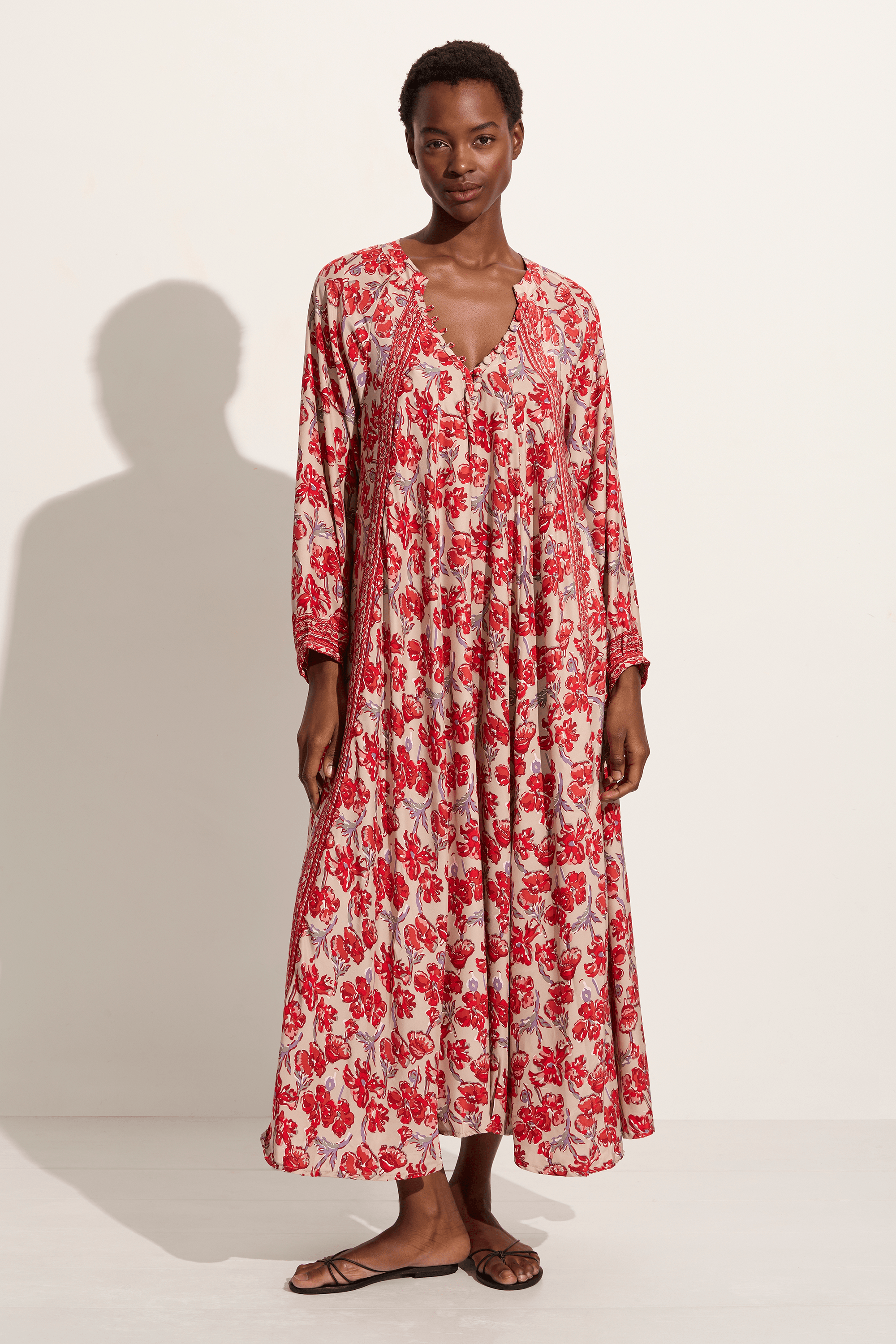 Natalie Martin Fiore Maxi in Silk watercolor print dove