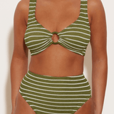 Hunza G Nadine Bikini - Metallic Moss White Stripe