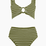 Hunza G Nadine Bikini - Metallic Moss White Stripe