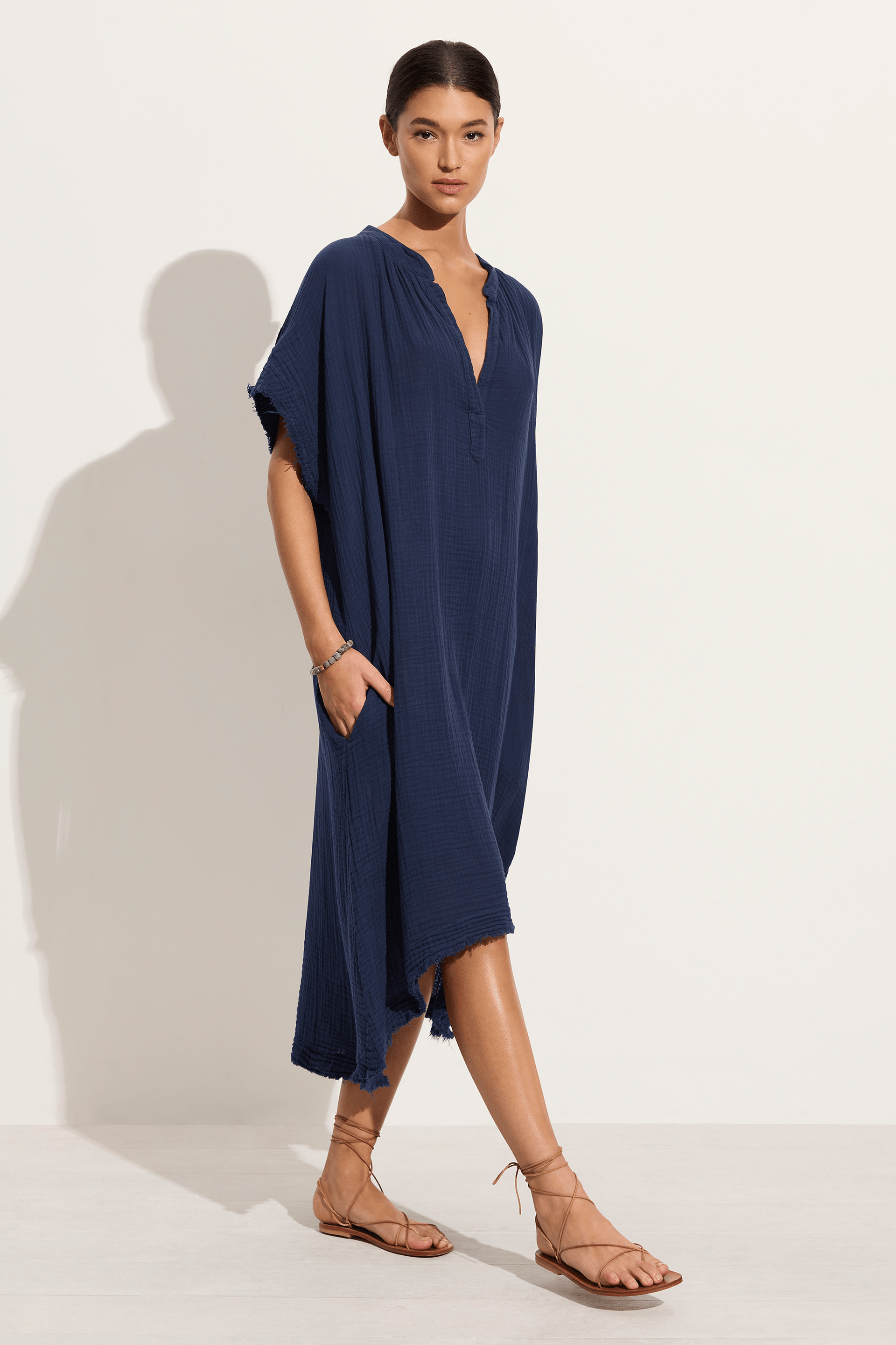 9SEED Tunisia caftan in Pacific SOLEIL BLUE