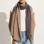 Suzusan Cashmere knit shawl Boushi Shibori dot in silver grey / light coffee