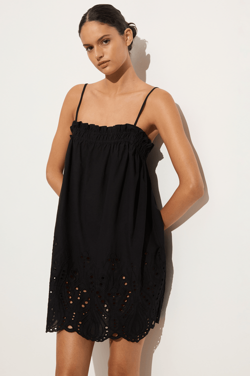 Natalie Martin Donna dress in Tangier border embroidery black