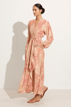 Natalie Martin Nico Long Sleeve Maxi Dress with Sash in jungle print clay