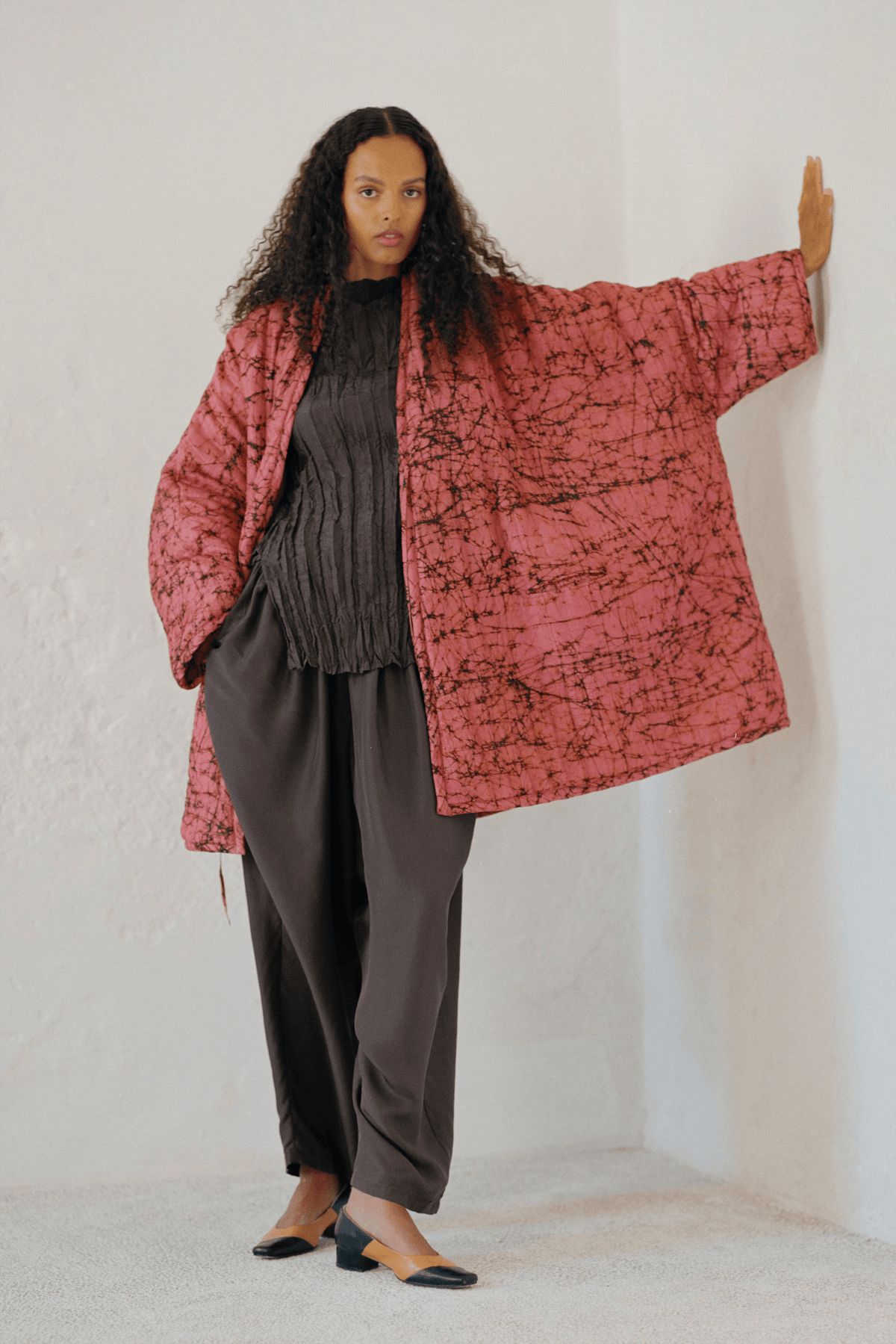 Anaak Raj batik quilted jacket in rose
